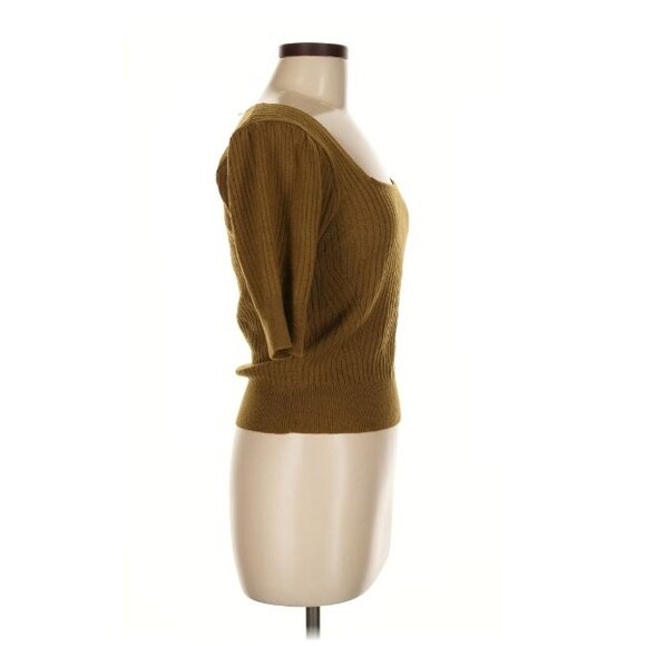 ULLA JOHNSON green Hadley gathered Ribbed Wool Top Yellow/ Green Khaki Medium - Picture 3 of 11